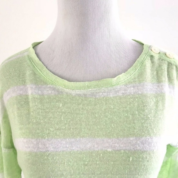 Lauren Ralph | Womens Size XS Crewneck Pullover Sweater Striped 100% Linen Green - Picture 8 of 10